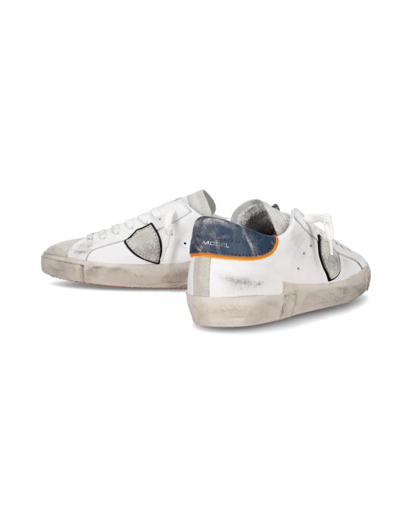 sneaker basse prsx uomo - bianco, blu e arancione philippe model pe24.