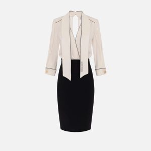 Abito in georgette e crêpe con piping ab77151e2 elisebetta frachi pe25