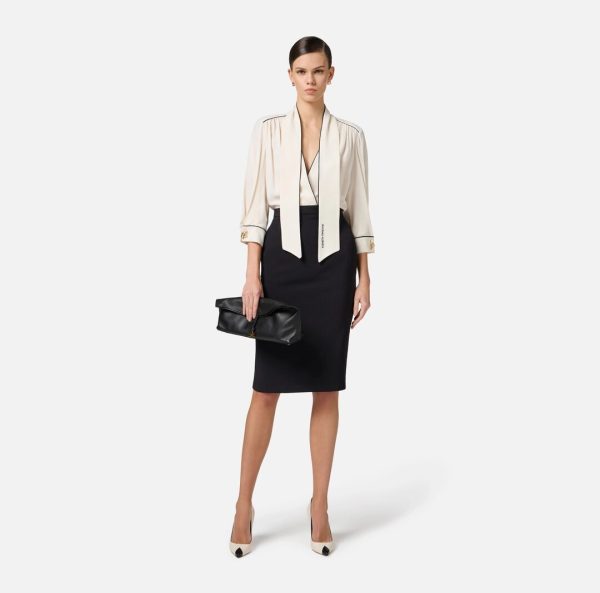 Abito in georgette e crêpe con piping ab77151e2 elisebetta frachi pe25