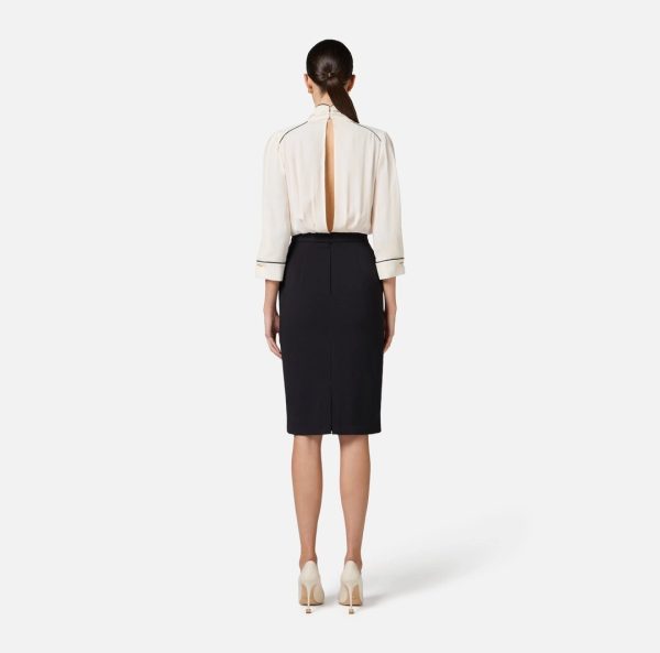 Abito in georgette e crêpe con piping ab77151e2 elisebetta frachi pe25
