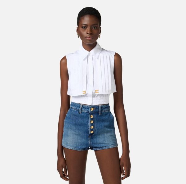 Camicia cropped in popeline con mantellina ca05351e2 elisebetta frachi pe25