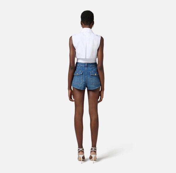 Camicia cropped in popeline con mantellina ca05351e2 elisebetta frachi pe25