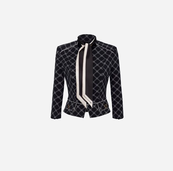 Giacca stretch stampato con foulard removibile gis5151e2 elisebetta frachi pe25