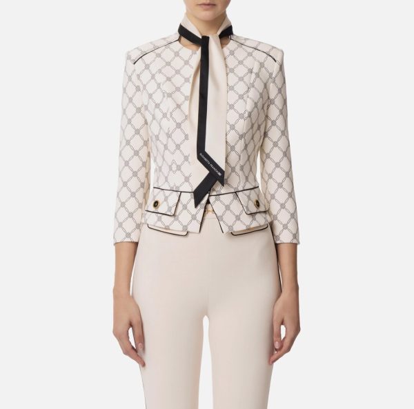 Giacca stretch stampato con foulard removibile gis5151e2 elisebetta frachi pe25