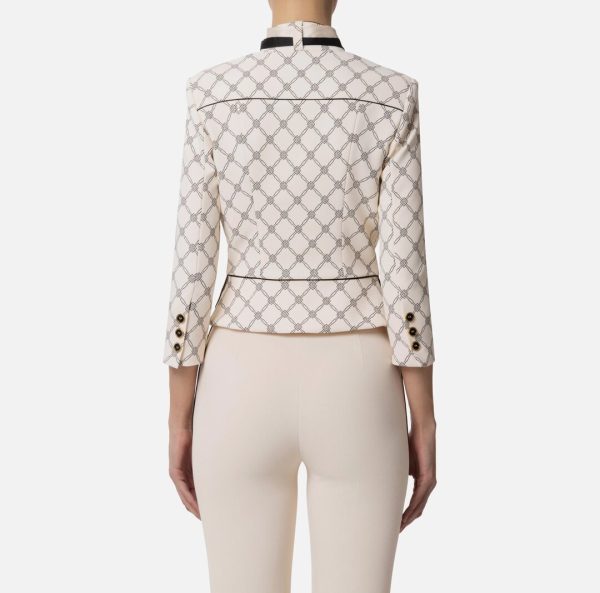 Giacca stretch stampato con foulard removibile gis5151e2 elisebetta frachi pe25