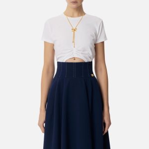 T-shirt in jersey con collana a fiocco ma00651e2 elisebetta frachi pe25