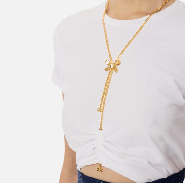 T-shirt in jersey con collana a fiocco ma00651e2 elisebetta frachi pe25