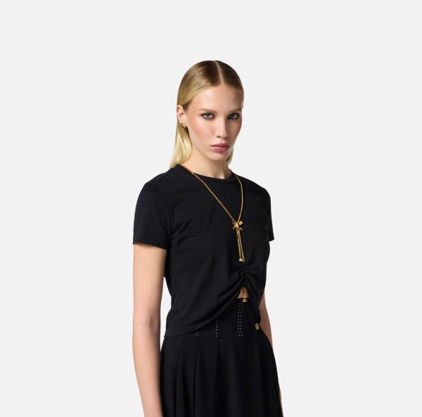 T-shirt in jersey con collana a fiocco ma00651e2 elisebetta frachi pe25