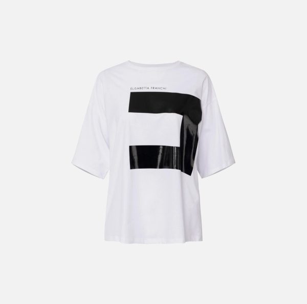 T-shirt in jersey con macro logo ma02651e2 elisebetta frachi pe25