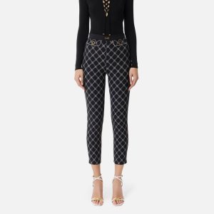 Pantaloni in crêpe con stampa a losanghe pas7151e2 elisebetta frachi pe25