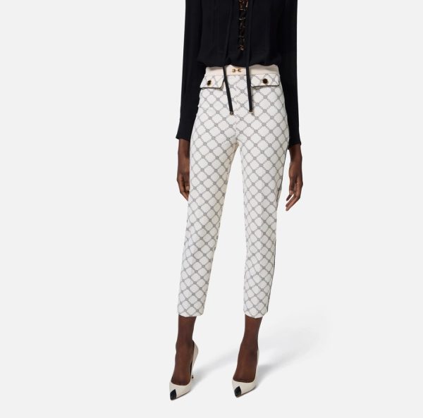 Pantaloni in crêpe con stampa a losanghe pas7151e2 elisebetta frachi pe25