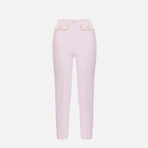 Pantaloni in crêpe con piping morsetto gioiello pat715e2 Elisabetta Franchi pe25