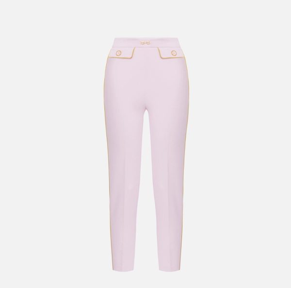 Pantaloni in crêpe con piping e morsetto gioiello pat715e2elisebetta frachi pe25