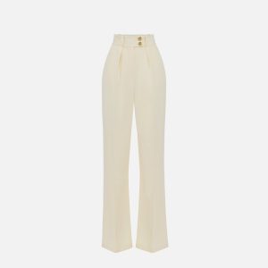 Pantaloni in crêpe fluido con bottoni dorati pa06451e2 Elisabetta Franchi pe25