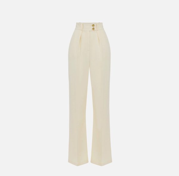Pantaloni in crêpe fluido con bottoni dorati pa06451e2 elisebetta frachi pe25