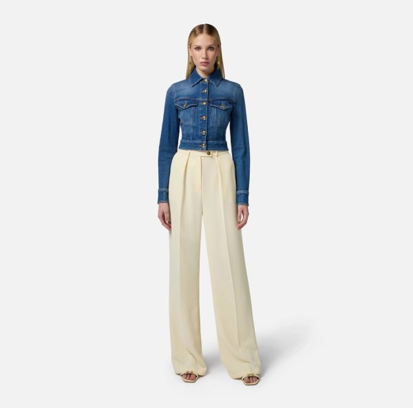 Pantaloni in crêpe fluido con bottoni dorati pa06451e2 elisebetta frachi pe25