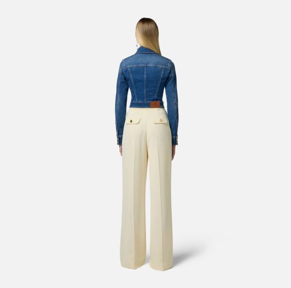 Pantaloni in crêpe fluido con bottoni dorati pa06451e2 elisebetta frachi pe25