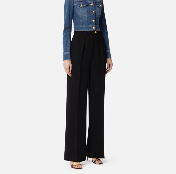 Pantaloni in crêpe fluido con bottoni dorati pa06451e2 elisebetta frachi pe25