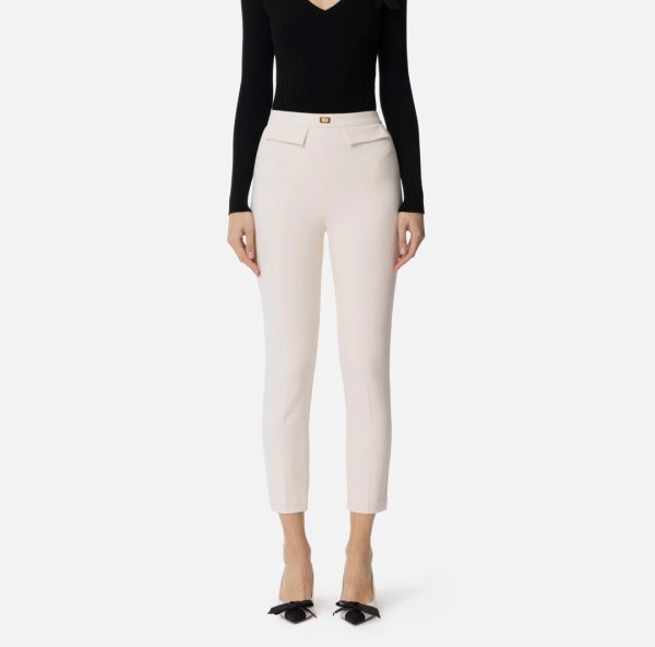Pantaloni slim in crêpe con placca logo pa07751e2 elisebetta frachi pe25