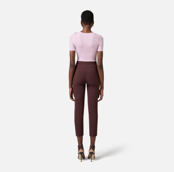 Pantaloni slim in crêpe con placca logo pa07751e2 elisebetta frachi pe25