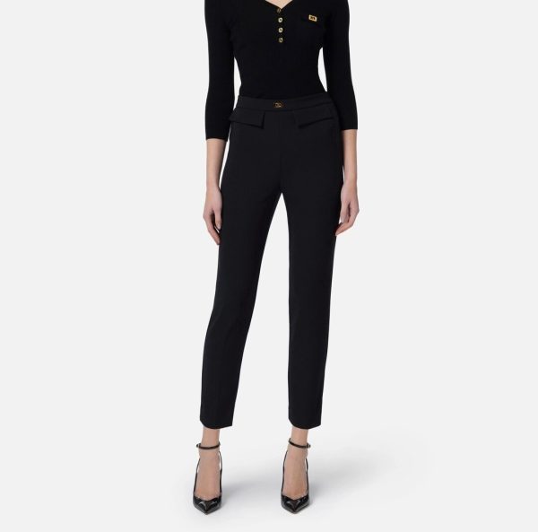 Pantaloni slim in crêpe con placca logo pa07751e2 elisebetta frachi pe25