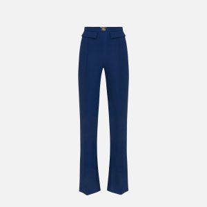 Pantaloni in crêpe con placca logo pa07851e2 Elisabetta Franchi pe25