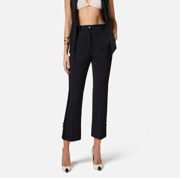 Pantaloni smoking in crêpe con bande in raso pa08651e2 elisebetta frachi pe25
