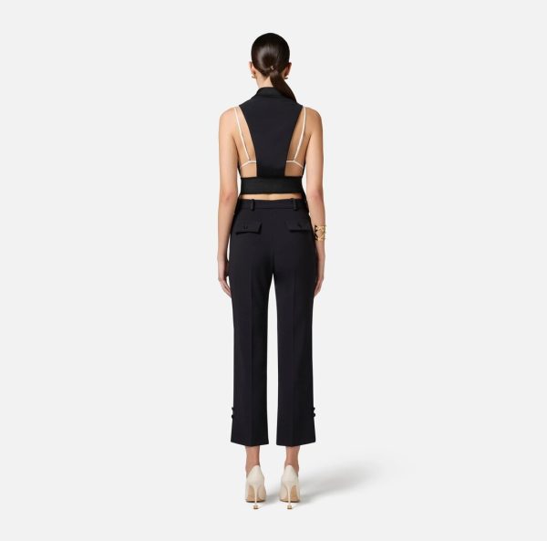 Pantaloni smoking in crêpe con bande in raso pa08651e2 elisebetta frachi pe25