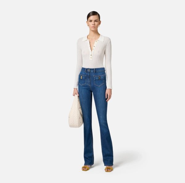 Jeans con taschini e dettagli a fiocco pj88n51e2 elisebetta frachi pe25