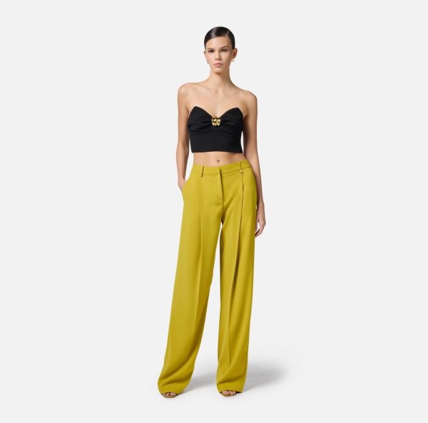 Top in crêpe fluido con decorazione gioiello to01851e2 elisebetta frachi pe25