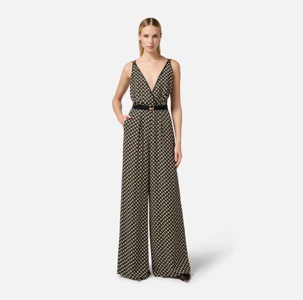 Tuta in georgette con stampa a rombi tu03551e2 elisebetta frachi pe25