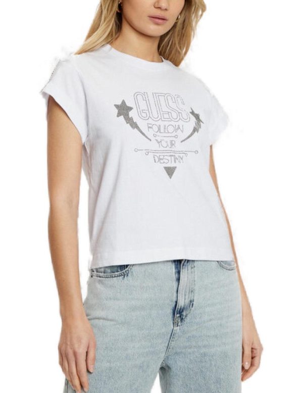 Ss Cn Sleeves Strass Guess t-Shirt Donna W5RI06 PE25.