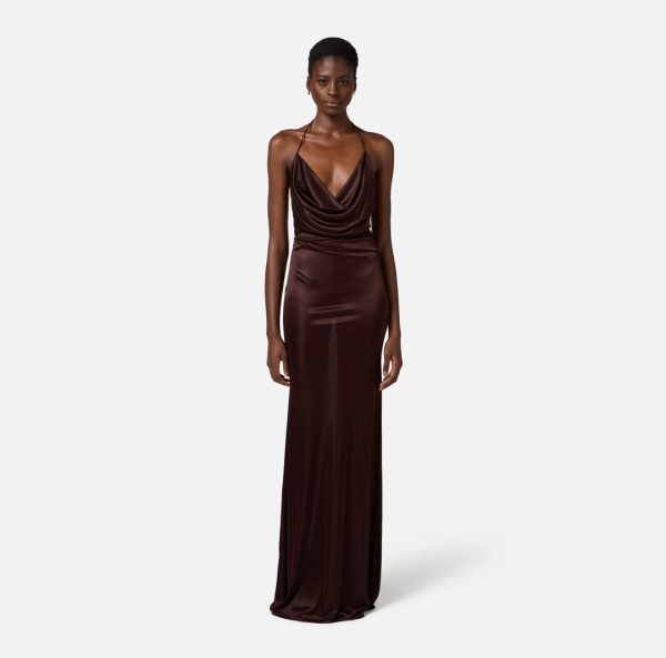 Abito Red Carpet in jersey con schiena nuda abr0652e2 elisebetta frachi pe25