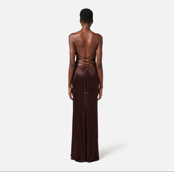 Abito Red Carpet in jersey con schiena nuda abr0652e2 elisebetta frachi pe25
