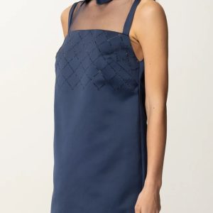 Mini Abito in Duchessa con Ricamo in Tulle e Stras elisebetta frachi pe25