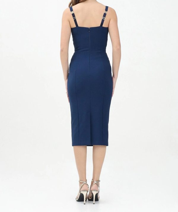 Abito midi blu da donna con smerlo ricamato ab85052e2 elisebetta frachi pe25