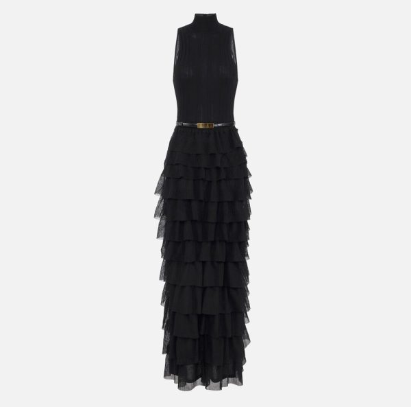 Abito Red Carpet in maglia con balze am45s52e2 elisebetta frachi pe25