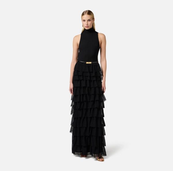 Abito Red Carpet in maglia con balze am45s52e2 elisebetta frachi pe25