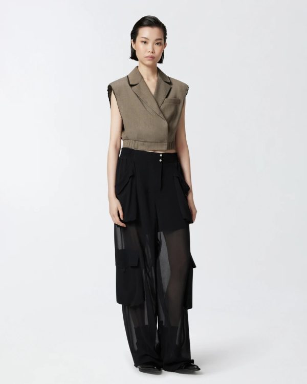 Pantaloni cargo in georgette trasparente Pinko pe 25 art. 104751