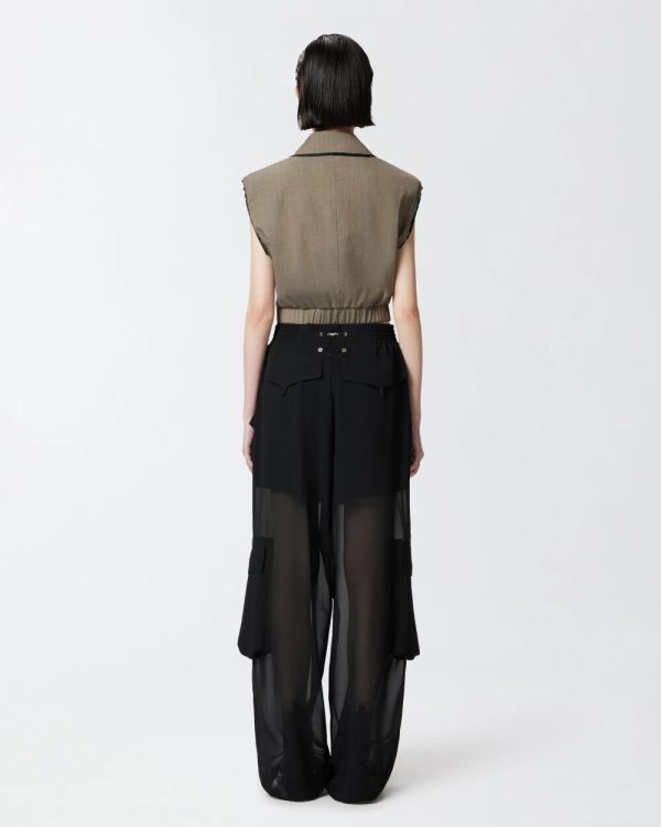 Pantaloni cargo in georgette trasparente Pinko pe 25 art. 104751