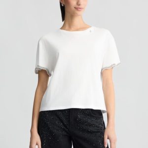 T-shirt in cotone con strass liu jo pe 25 art. wa5182