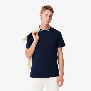 t-Shirt Lacoste in piqué elasticizzato con riga al collo TH8174 PE25
