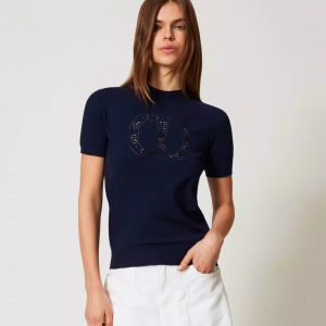 Maglia a lupetto con logo oval t twin set pe25 art. 251tp3430