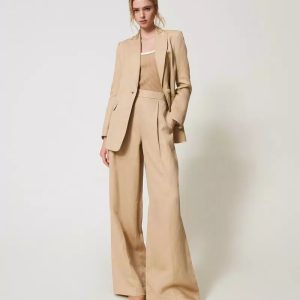Pantalone a palazzo in misto lino twin set pe25 art. 251te2143
