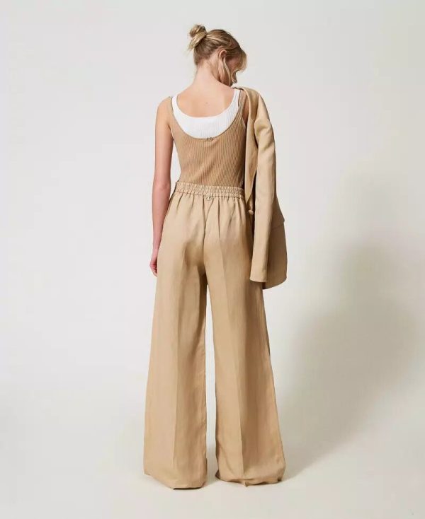 Pantalone a palazzo in misto lino twin set pe25 art. 251te2143