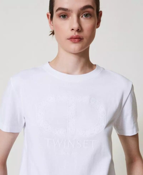 T-shirt ricamata twin set pe25 art. 251tp2072