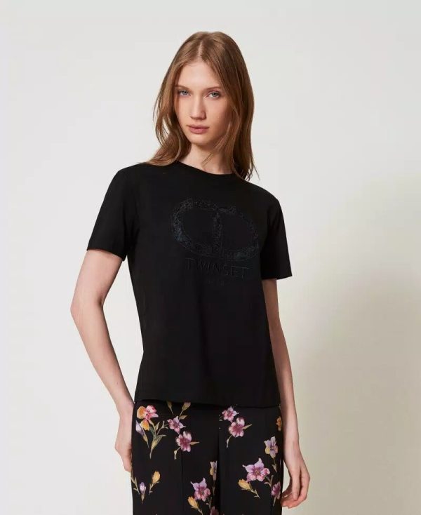 T-shirt ricamata twin set pe25 art. 251tp2072