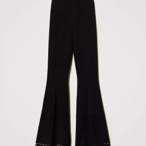 Pantaloni flare con motivo geometrico twin set pe25 art. 251tp3051