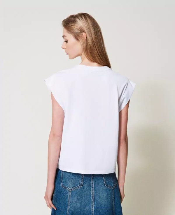 T-shirt con applicazione di pizzo twin set pe25 art. 251tp2073