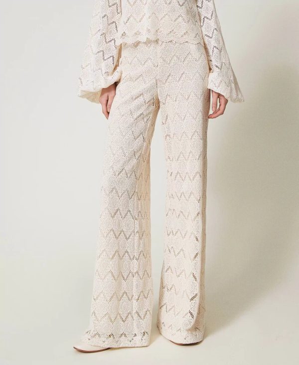 Pantaloni wide leg in pizzo macramè twin set pe25 art. 251tp2409